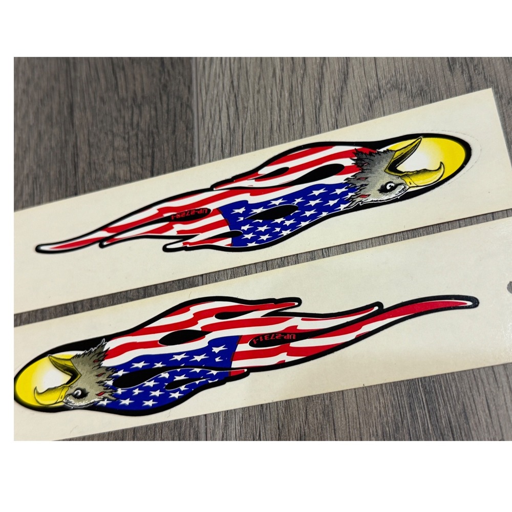 Lethal Threat USA Eagle decal Flag Flame 2 pc set Patriotic Sticker Lot Vinyl 6"